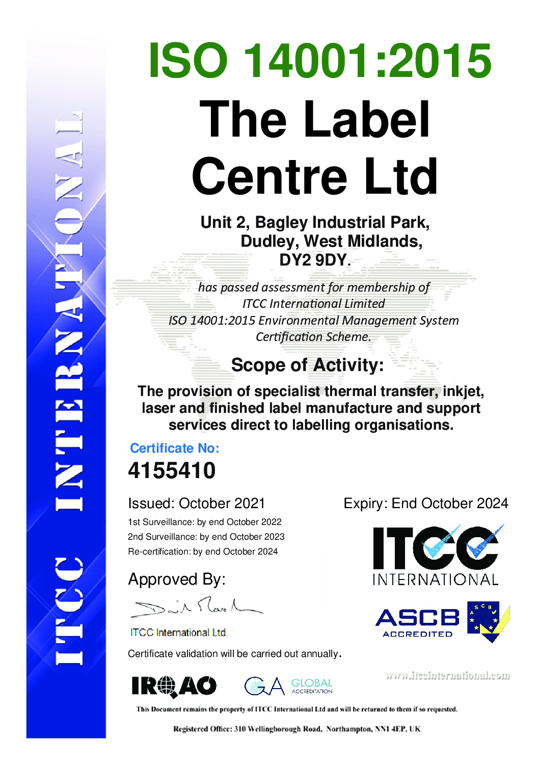 ISO 14001 2015 Environmental Management Certification