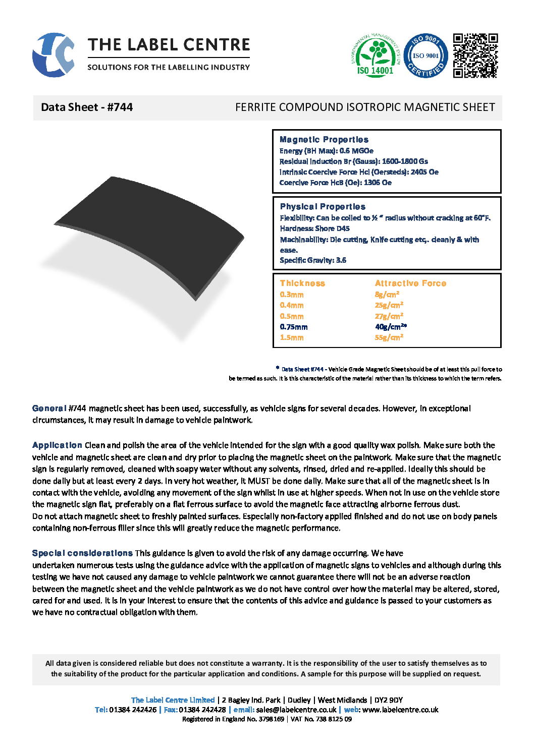 #744 Ferrite Compound Isotropic Magnetic Sheet